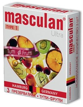 Жёлтые презервативы Masculan Ultra Tutti-Frutti с фруктовым ароматом - 3 шт. от Masculan