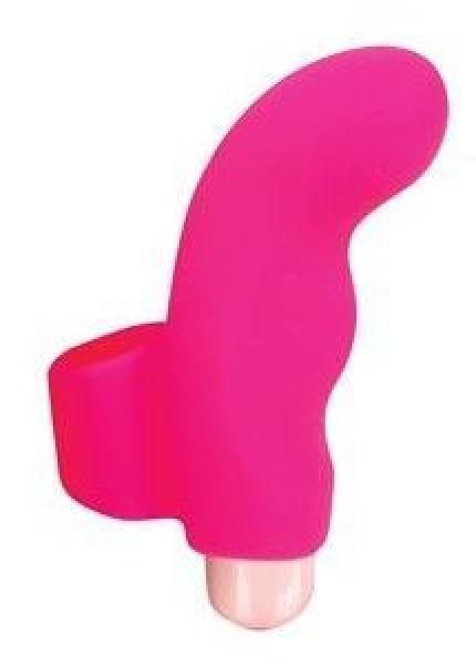 Ярко-розовая загнутая вибронасадка на палец от Bior toys