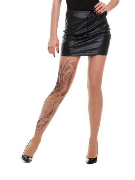 Телесные колготки Koi Fish с имитацией черной татуировки от TTights