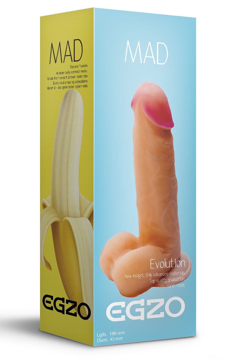 Телесный фаллоимитатор Mad Banana из киберкожи с присоской - 19 см. от EGZO