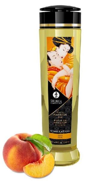 Массажное масло для тела с ароматом персика Stimulation - 240 мл.  от Shunga