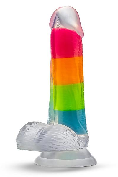 Яркий люминесцентный фаллоимитатор Rainbow Rave - 16,5 см. от Blush Novelties