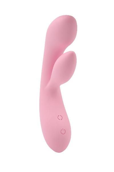 Нежно-розовый вибратор Dual Fulfill Bunny с клиторальным стимулятором - 20,5 см. от Chisa
