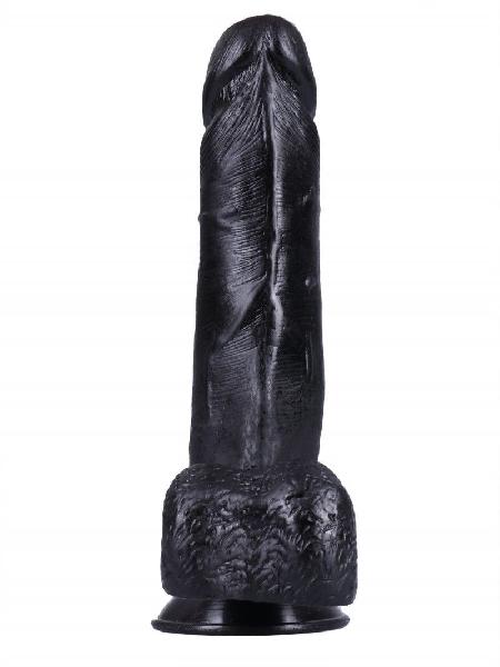 Черный вибратор-реалистик №1 с присоской - 18,5 см. от Сумерки богов