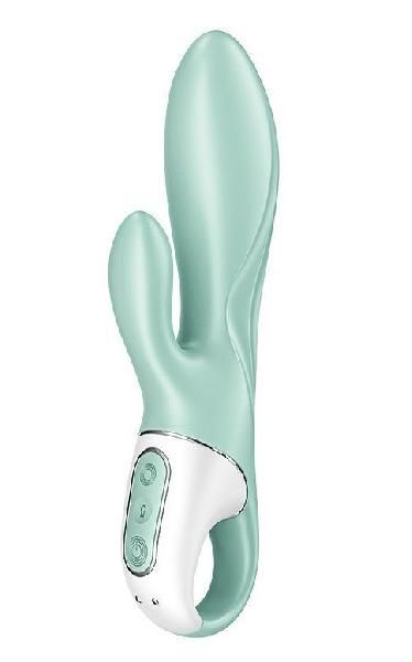 Зеленый вибратор-кролик Satisfyer Air Pump Bunny 5+ с функцией расширения - 20,4 см. от Satisfyer