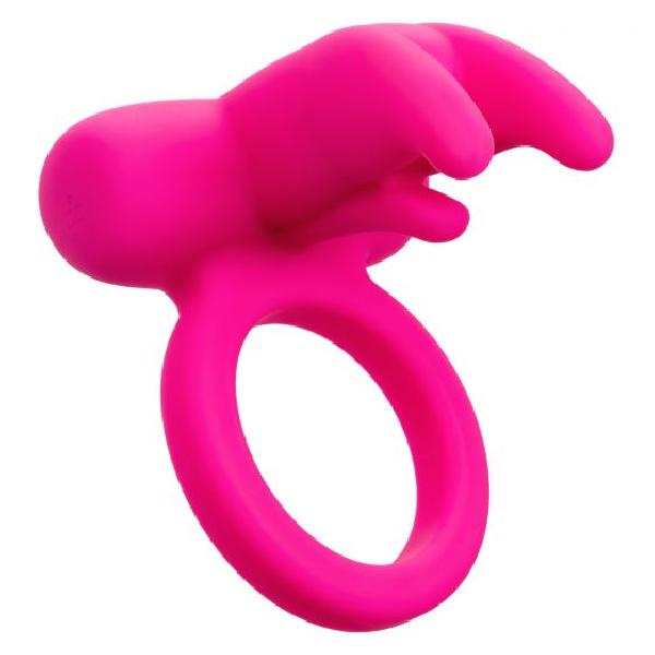 Розовое перезаряжаемое кольцо Silicone Rechargeable Triple Clit Flicker от California Exotic Novelties