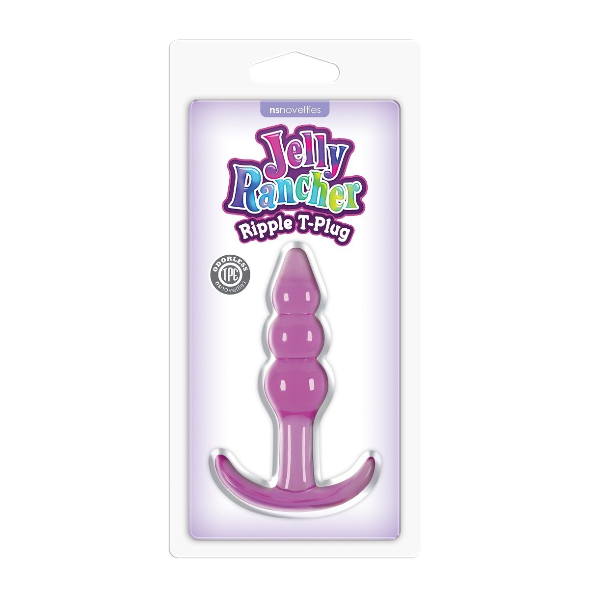 Фиолетовая анальная пробка Jelly Rancher T-Plug Ripple Purple - 10,9 см. от NS Novelties