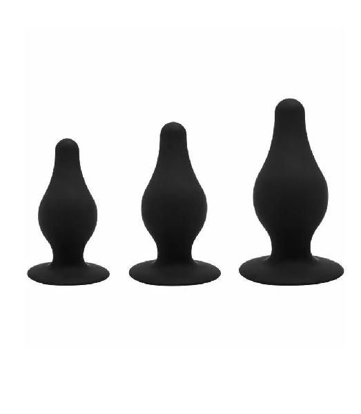 Набор из 3 черных анальных втулок SILEXD Silicone Plug Kit Model 2 от Adrien Lastic
