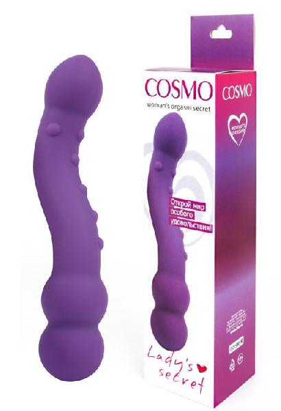 Фиолетовый изогнутый двусторонний стимулятор Cosmo - 18 см. от Bior toys
