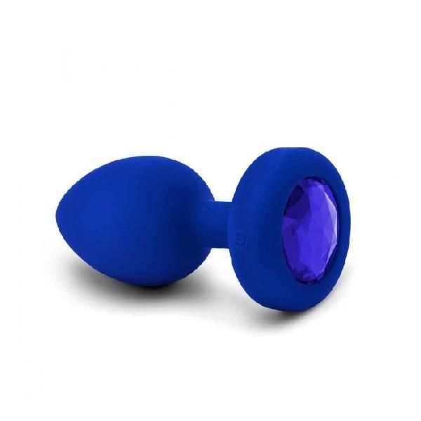 Синяя вибропробка Vibrating Jewel Plug L/XL - 11 см. от b-Vibe