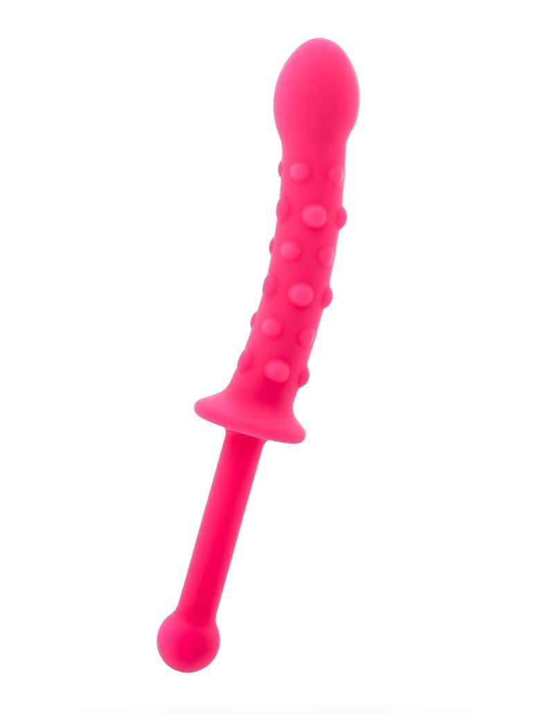 Розовый анальный фаллоимитатор с длинной рукоятью от ToyFa