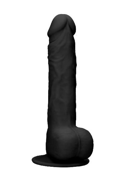 Черный фаллоимитатор Realistic Cock With Scrotum - 24 см. от Shots Media BV