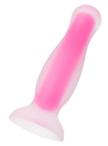 Розовая, светящаяся в темноте анальная втулка John Glow - 12,5 см. от ToyFa