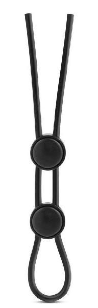 Черное двойное эрекционное лассо Silicone Double Loop Cock Ring от Blush Novelties