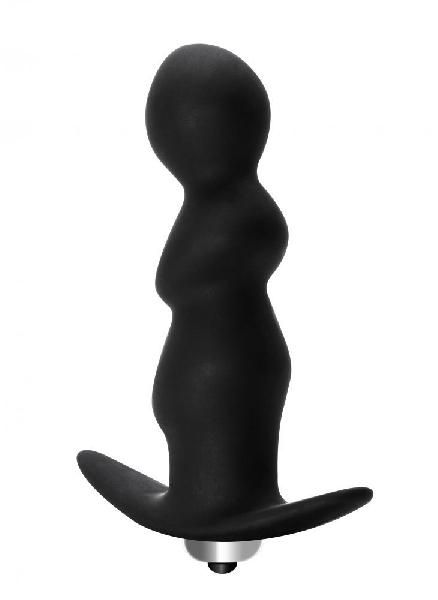 Чёрная фигурная анальная вибропробка Spiral Anal Plug - 12 см. от Lola toys