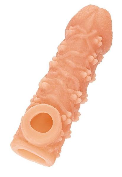 Телесная закрытая насадка с пучками шишечек Cock Sleeve Size M - 15,6 см. от KOKOS