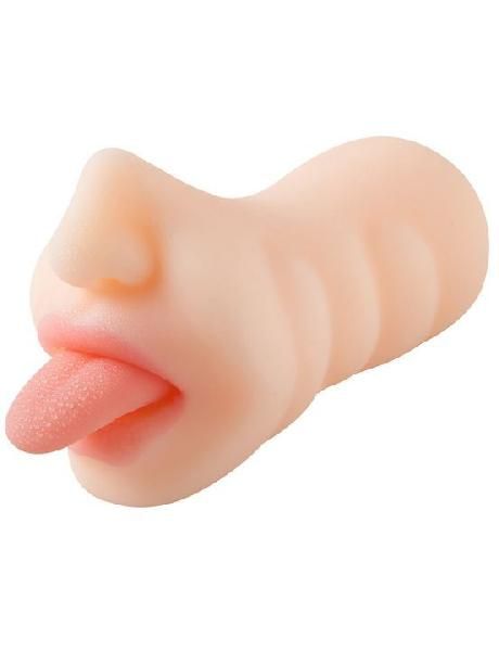 Телесный мастурбатор-ротик с языком от Eroticon