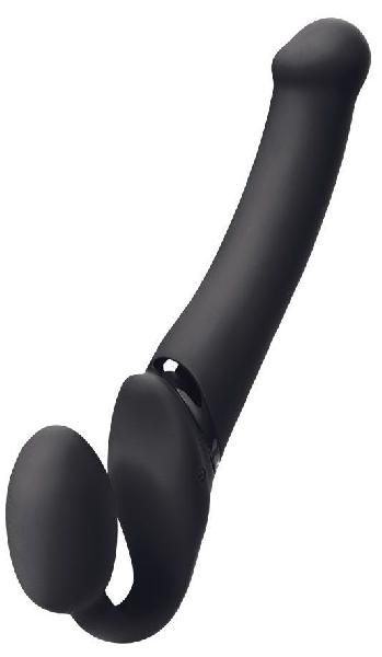 Черный безремневой вибрострапон Silicone Bendable Strap-On - size XL от Strap-on-me
