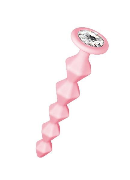 Розовая анальная цепочка с кристаллом Buddy - 17,7 см. от Lola toys