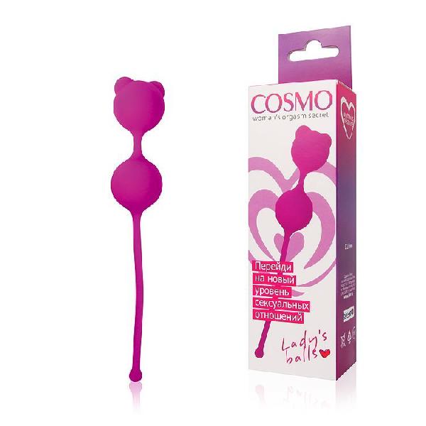 Ярко-розовые вагинальные шарики с ушками Cosmo от Bior toys