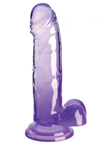 Фиолетовый фаллоимитатор с мошонкой на присоске 7’’ Cock with Balls - 20,3 см. от Pipedream