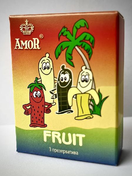 Ароматизированные презервативы AMOR Fruit  Яркая линия  - 3 шт. от AMOR