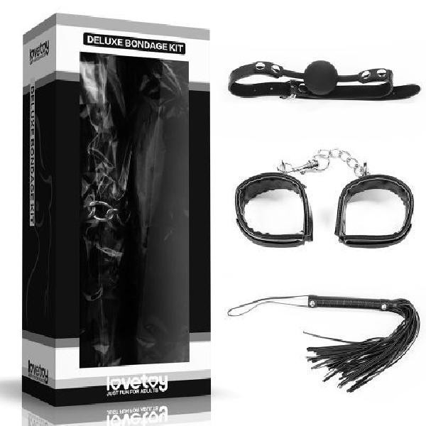 БДСМ-набор Deluxe Bondage Kit: наручники, плеть, кляп-шар от Lovetoy