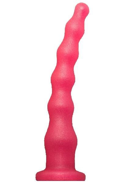 Розовый удлинённый анальный стимулятор с шариками - 22 см. от LOVETOY (А-Полимер)