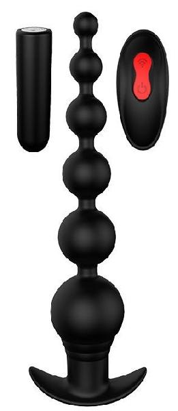 Черный анальный вибромассажер REMOTE GRADUATING BEADS - 20,7 см. от Dream Toys