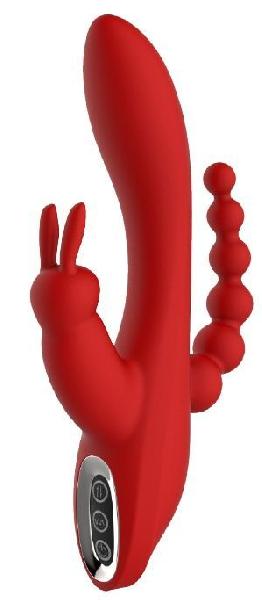 Красный вибромассажер-кролик с анальным стимулятором HERA - 21 см. от Dream Toys