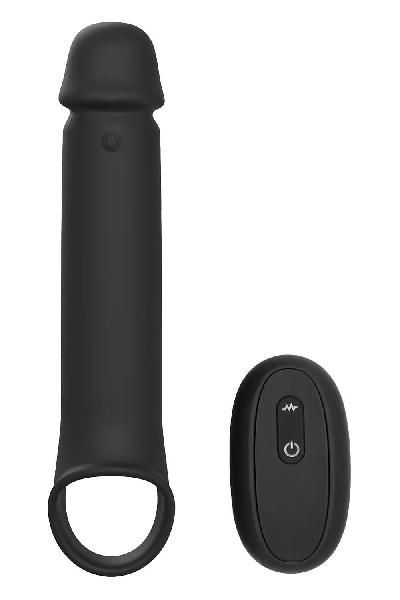 Черная насадка-удлинитель с вибрацией Vibrating Extender With Remote от Dream Toys