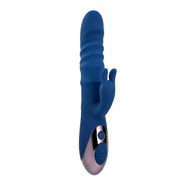 Синий вибратор-кролик The Ringer с функцией поступательных движений - 23,8 см. от Evolved