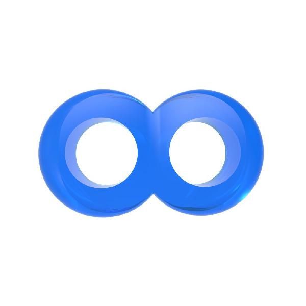 Синее эрекционное кольцо-восьмерка Duo Cock 8 Ball Ring от Chisa