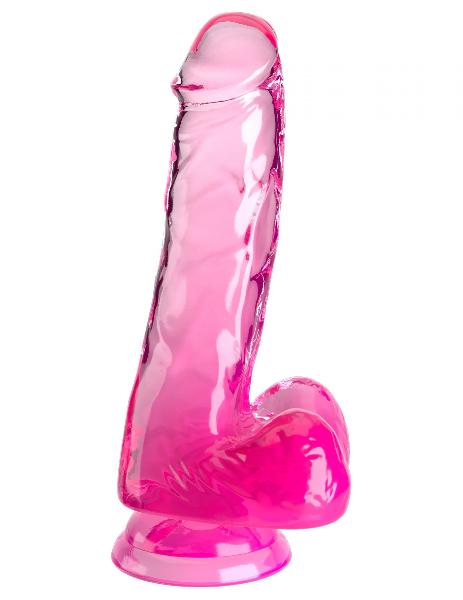 Розовый фаллоимитатор с мошонкой на присоске 6’’ Cock with Balls - 17,8 см. от Pipedream