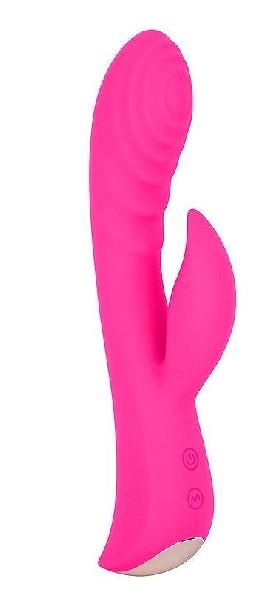 Ярко-розовый вибромассажер-кролик 5  Silicone Ripple Passion - 19,1 см. от Erokay
