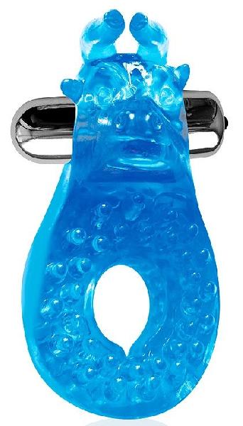 Голубое эрекционное виброкольцо с шипиками от Bior toys