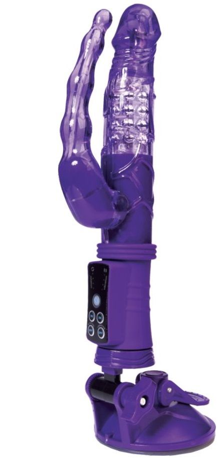Фиолетовый анально-вагинальный вибратор на присоске A-toys от A-toys