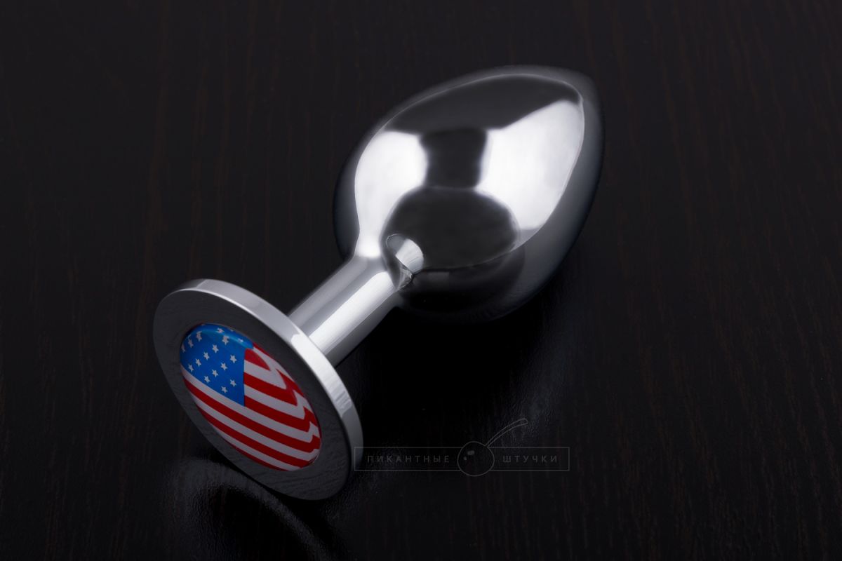 Большая анальная пробка с флагом США - 9 см. от Пикантные штучки Большая анальная пробка с флагом США - 9 см. от Пикантные штучки