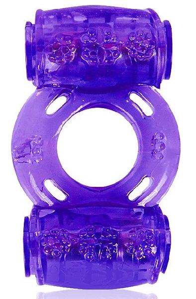 Фиолетовое эрекционное кольцо в двумя вибропулями от Bior toys
