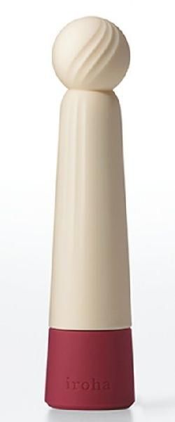Бежевый вибратор с шаровидной мягкой головкой IROHA Rin Akane - 14,8 см. от Tenga