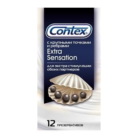 Презервативы с крупными точками и рёбрами Contex Extra Sensation - 12 шт. от Contex