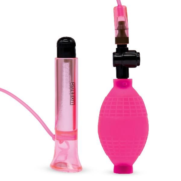 Розовый вакуумный стимулятор для клитора с вибрацией Vibrating Clitoral Pump with Quick Release от Lux Fetish