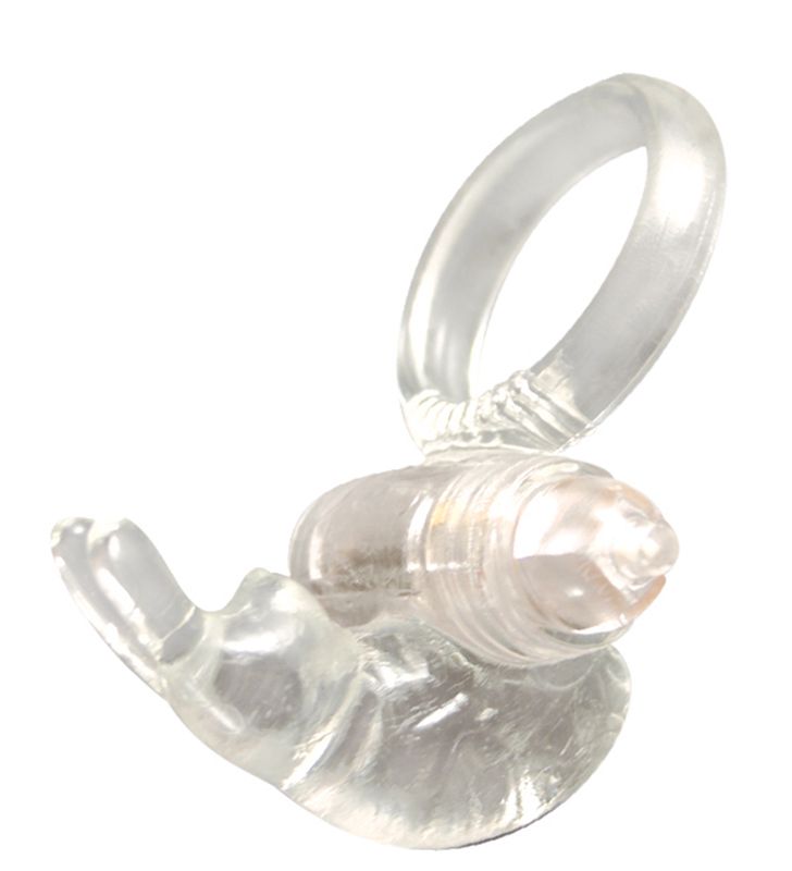 Прозрачное эрекционное кольцо с виброэлементом GOOD VIBES COCKRING RABBIT от Dream Toys