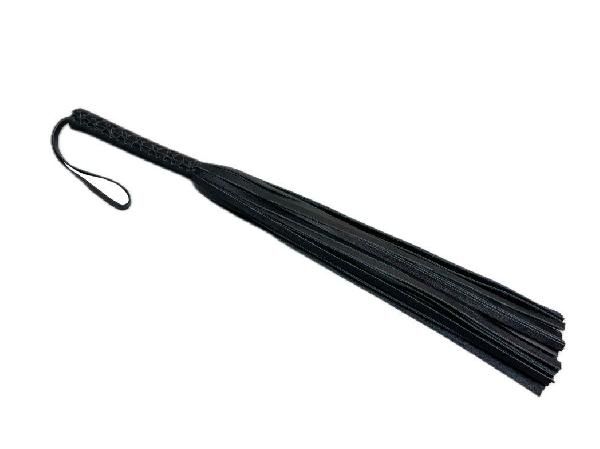 Черная цельная многохвостовая плеть из мягкой кожи - 57 см. от БДСМ Арсенал