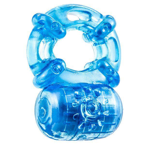 Голубое эрекционное виброкольцо Reusable 5 Function Cock Ring от Blush Novelties