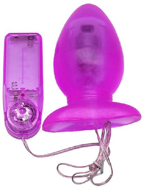 Фиолетовая анальная вибропробка с проводным пультом - 11 см. от Eroticon
