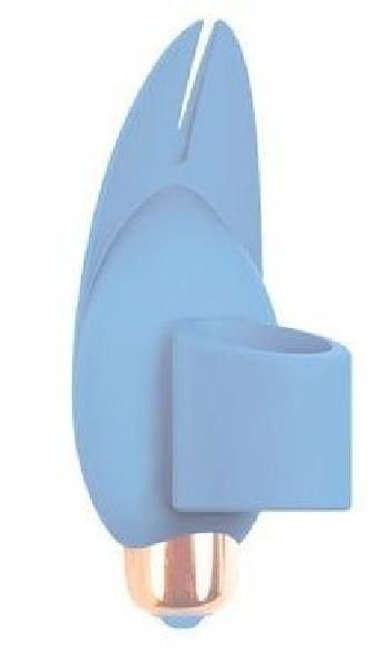 Голубой вибростимулятор с петелькой под палец - 8 см. от Bior toys