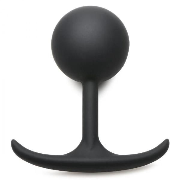 Черная анальная пробка с утяжелением Comfort Plugs Premium Silicone 4.7’’ Weighted Round Plug - 12 см. от XR Brands
