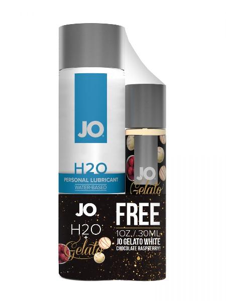 Набор лубрикантов JO на водной основе: H2O Personal Lubricant (120 мл.) и Gelato White Chocolate Raspberry Truffle (30 мл.) от System JO