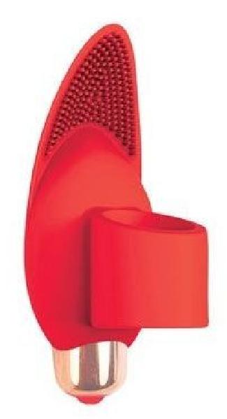 Красный вибростимулятор с петелькой под палец - 8 см. от Bior toys